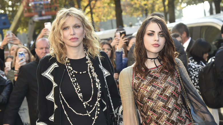 Love and Frances Bean posing