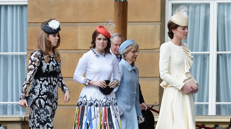 Princess Beatrice, Princess Eugenie, Kate Middleton walking