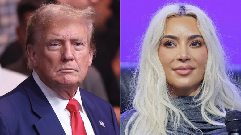 Donald Trump staring & Kim Kardashian smiling