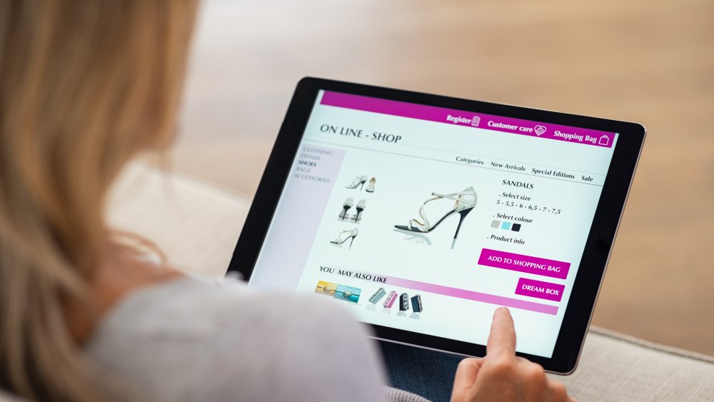Woman buying shoes online