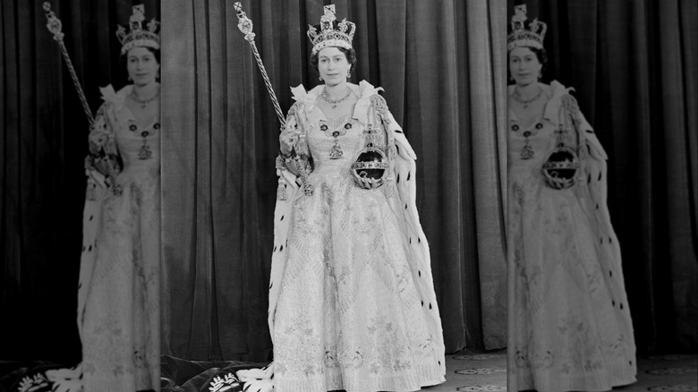 Queen Elizabeth coronation black white