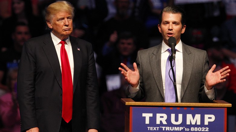 donald trump, donald trump jr. speaks at rally 