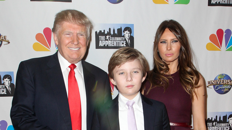 Donald, Barron, and Melania Trump at NBC 2015