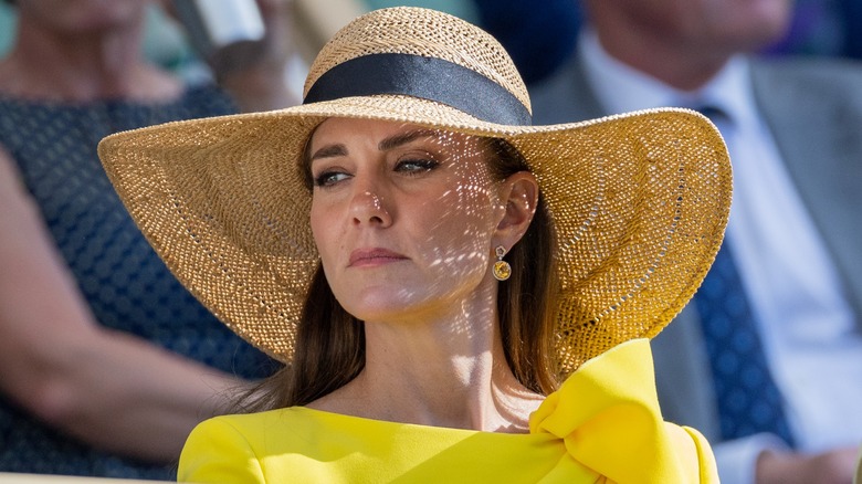 Kate Middleton wearing a wicker hat