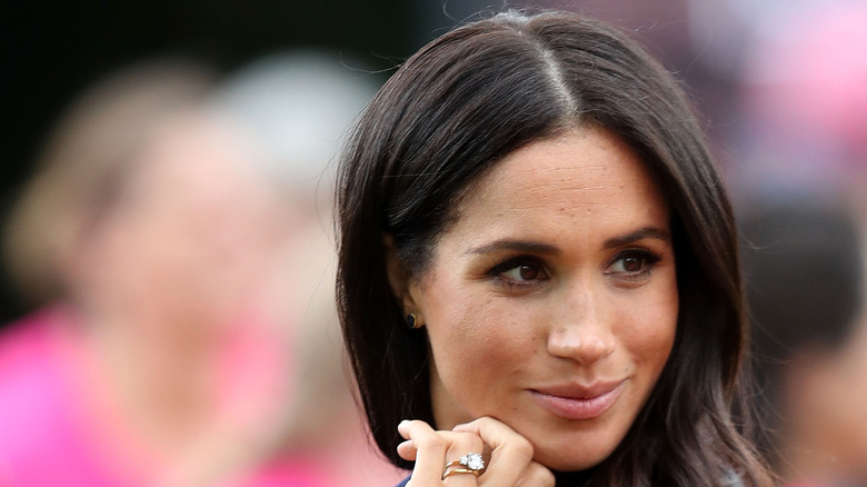 Meghan Markle looks thoughtful