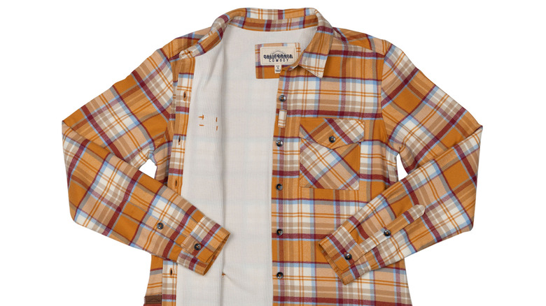 Yellow and blue flannel shirt