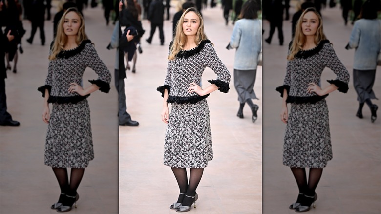 Lily-Rose Depp posing at fashion week