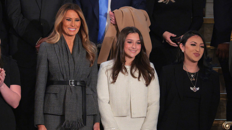 Melania Trump smiling at President Trump's joint address to Congress