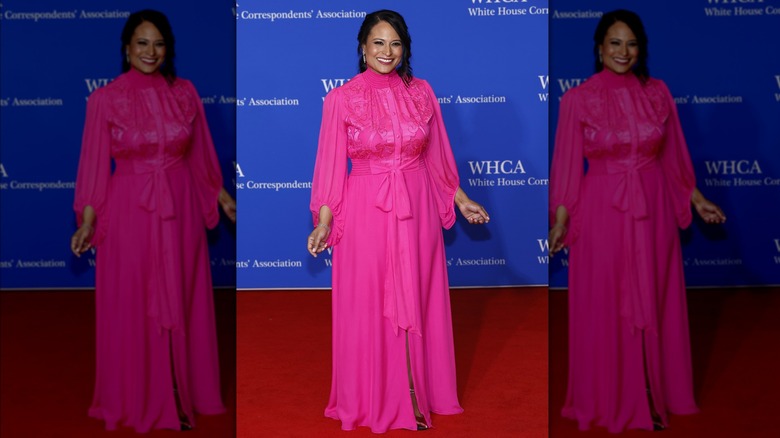 Kristen Welker pink dress WHCD