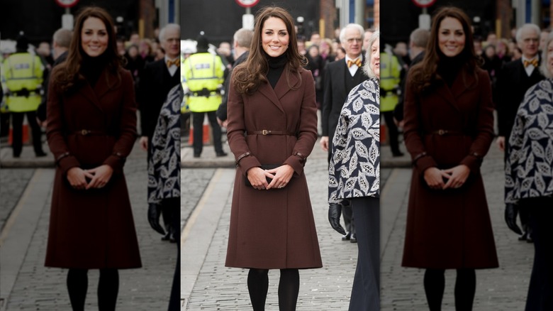 Kate Middleton wearing black and brown outfit