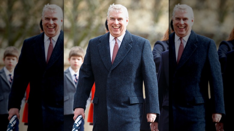 Prince Andrew wearing a too-tight suit