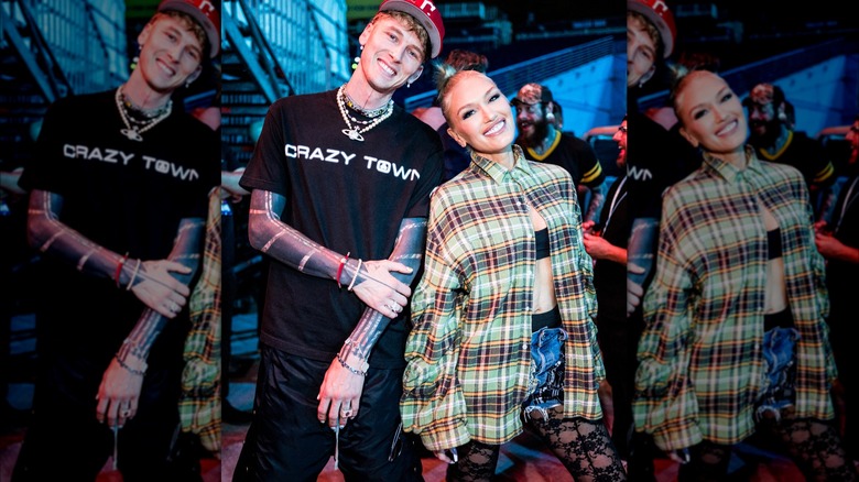 Gwen Stefani in plaid with MGK