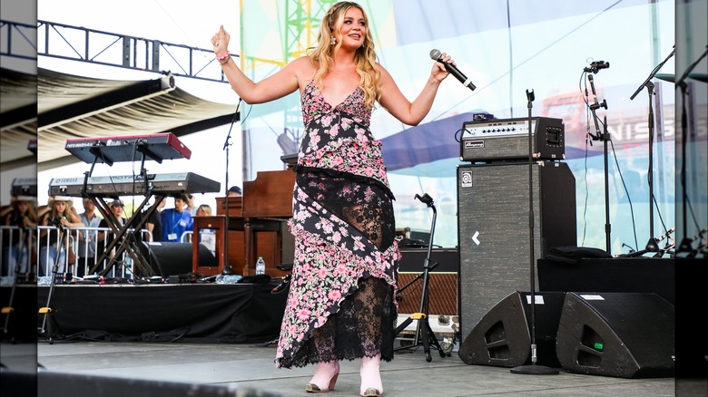 Lauren Alaina in patchwork dress