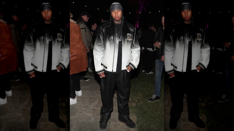 Tyga posing at Coachella