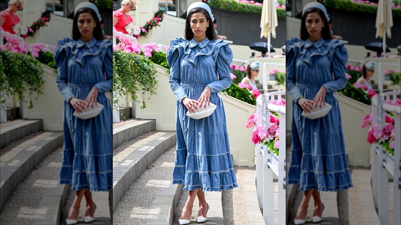 Cinderella Balthazar in ruffly blue prairie dress