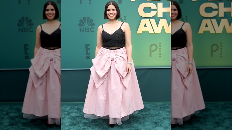 America Ferrera wearing pink dress