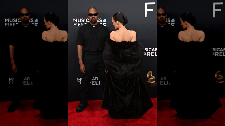 Bianca Censori and Kanye West on the red carpet