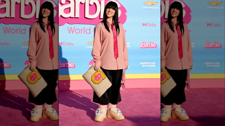 Billie Eilish wearing pink