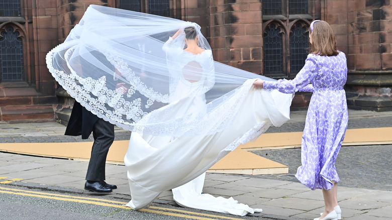 Olivia with whipping veil and dress