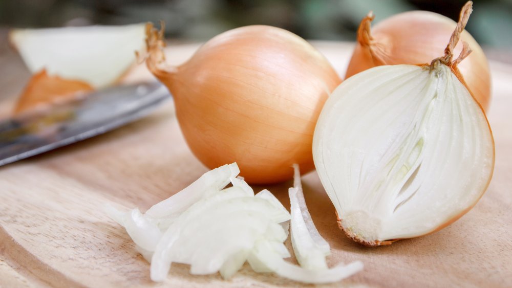 Onions being sliced