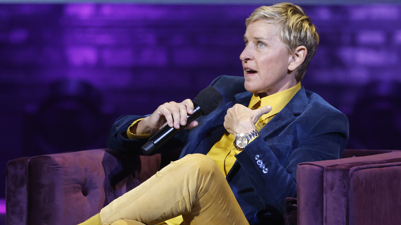 Ellen DeGeneres speaking on stage