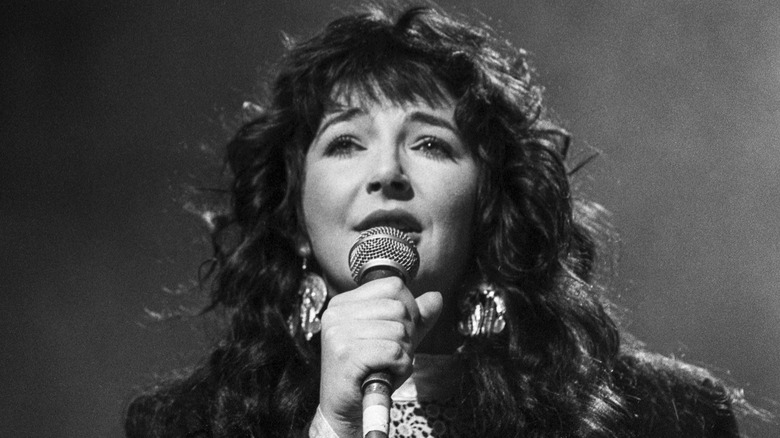 Kate Bush singing into mic