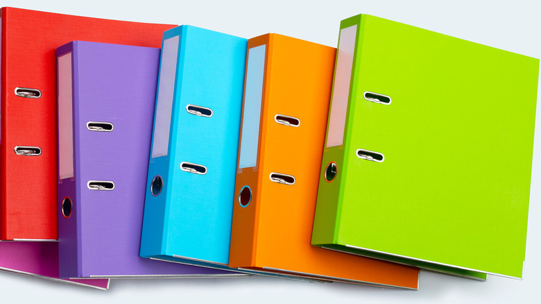 Assorted colorful binders