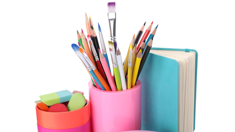 Colorful school supplies