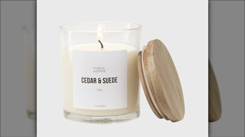 Cedar and Suede Soy Candle gift for boyfriend from Public Goods