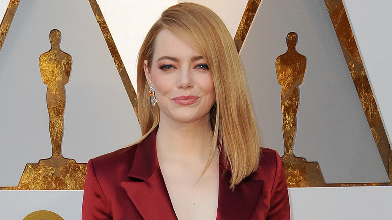 Emma Stone with side bangs