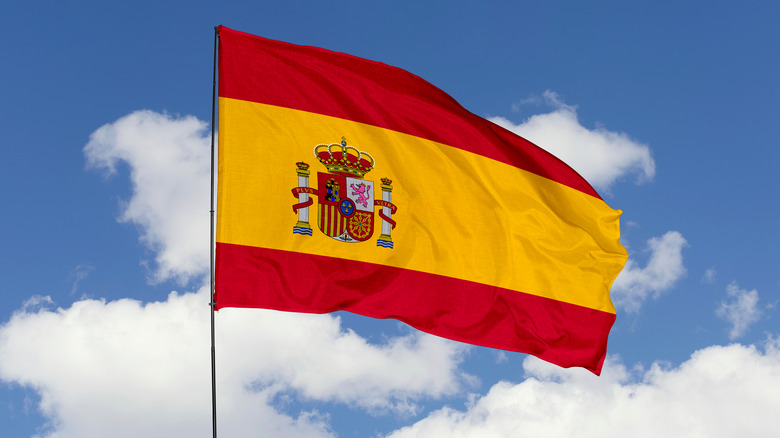 Spanish flag blowing in the wind