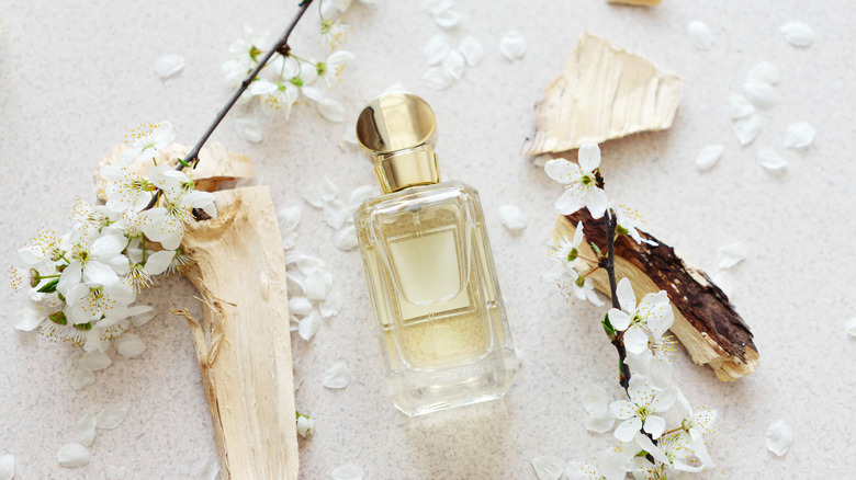 Perfume with white summer flowers