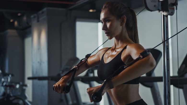 Woman working out in the gym