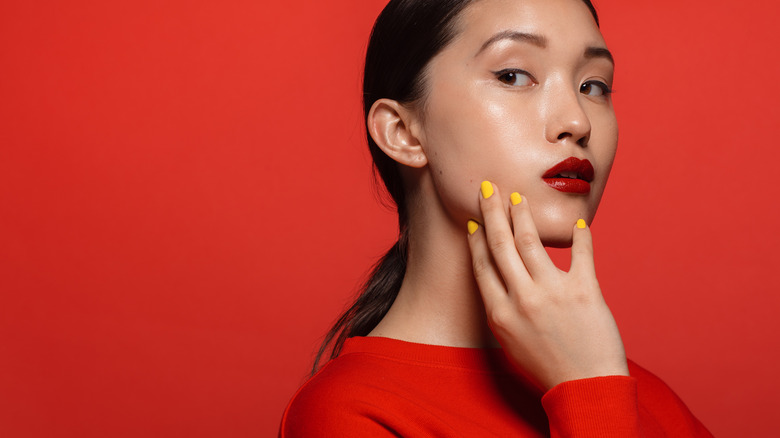 Woman with red lipstick