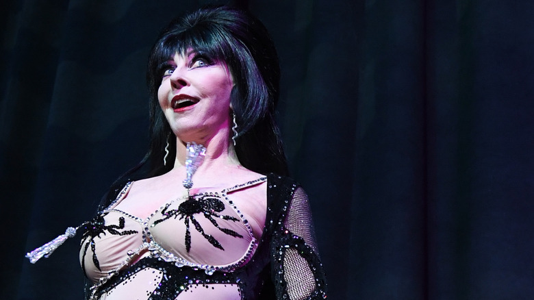 Elvira onstage at a show