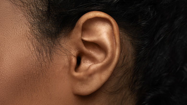 close up of a woman's ear 