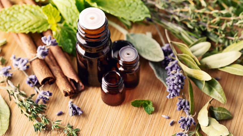 Bottles of clary sage oil