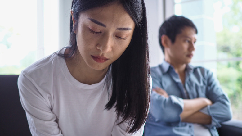 Couple not speaking to each other