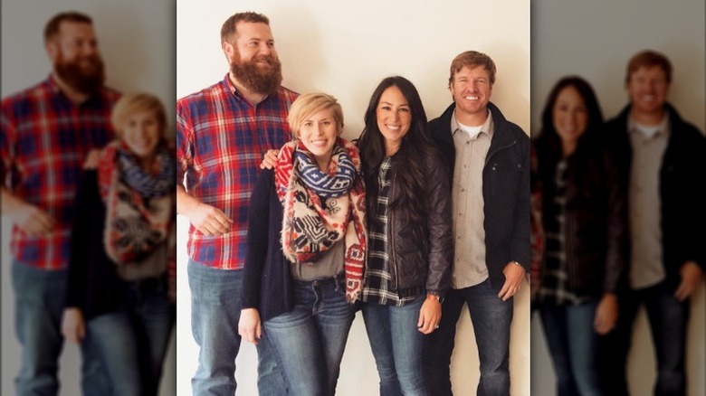 Ben, Erin Napier; Joanna, Chip Gaines smiling