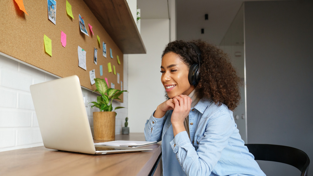 woman working in home office