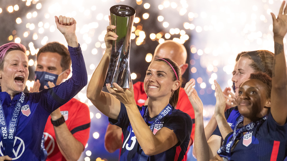 The U.S. Women's National Soccer Team celebrating their 2019 World Cup win