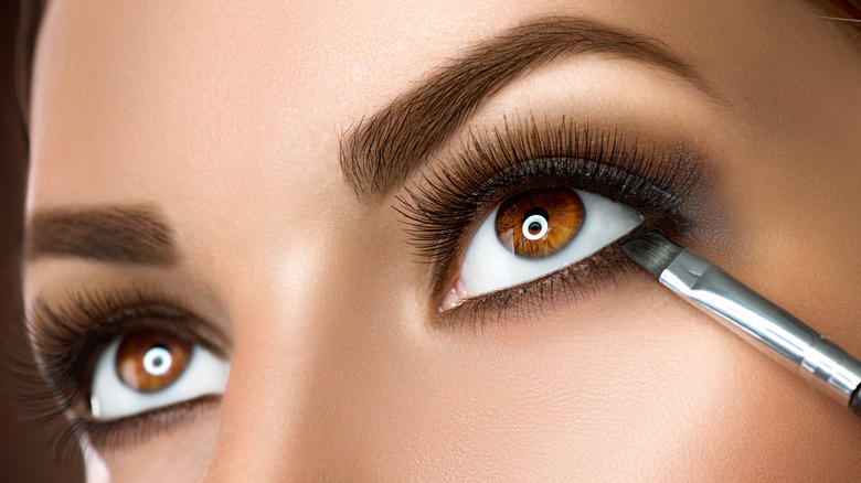 Close-up of woman's eye makeup