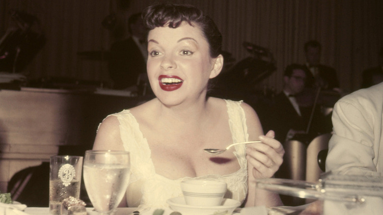 Judy Garland eating soup