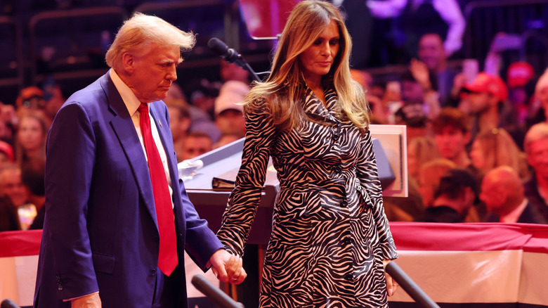 Donald Trump and wife Melania Trump at a campaign rally in October 2024