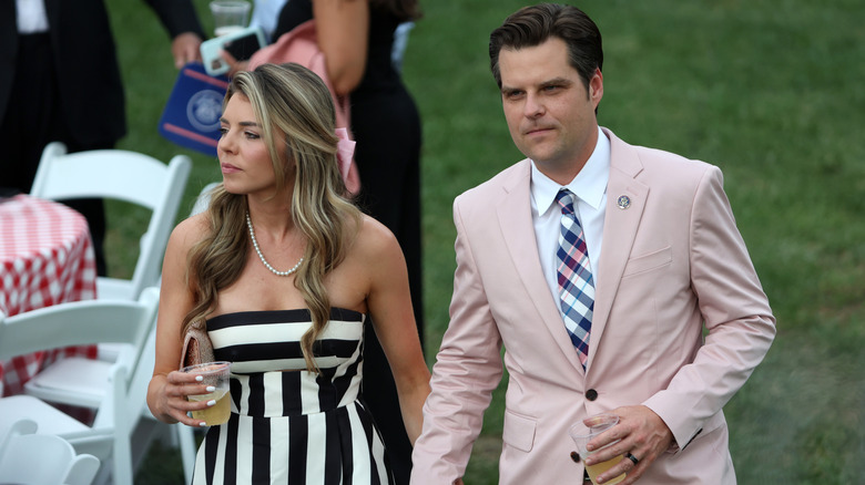 Ginger Gaetz and husband Matt Gaetz at a congressional picnic in July 2023