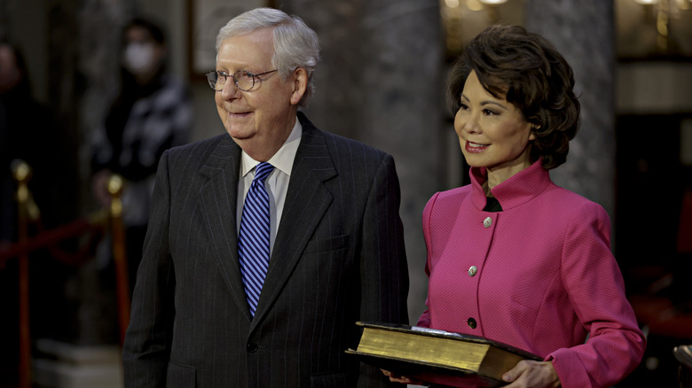 Mitch McConnell and Elaine Chao at the US Capitol in January 2021