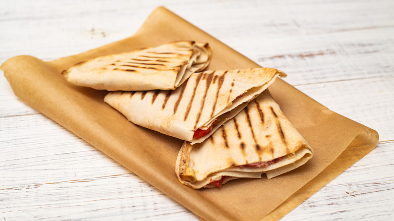 Folded tortilla sandwiches