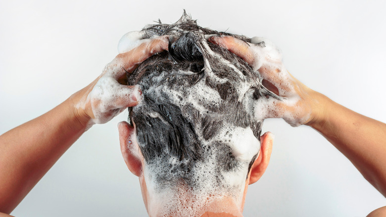 woman washing hair