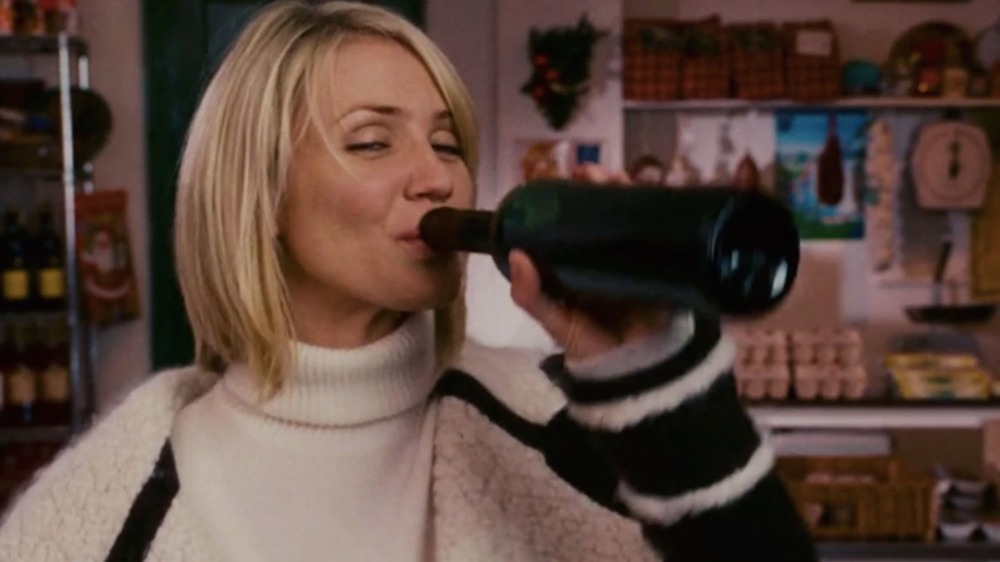 Cameron Diaz drinking wine in The Holiday