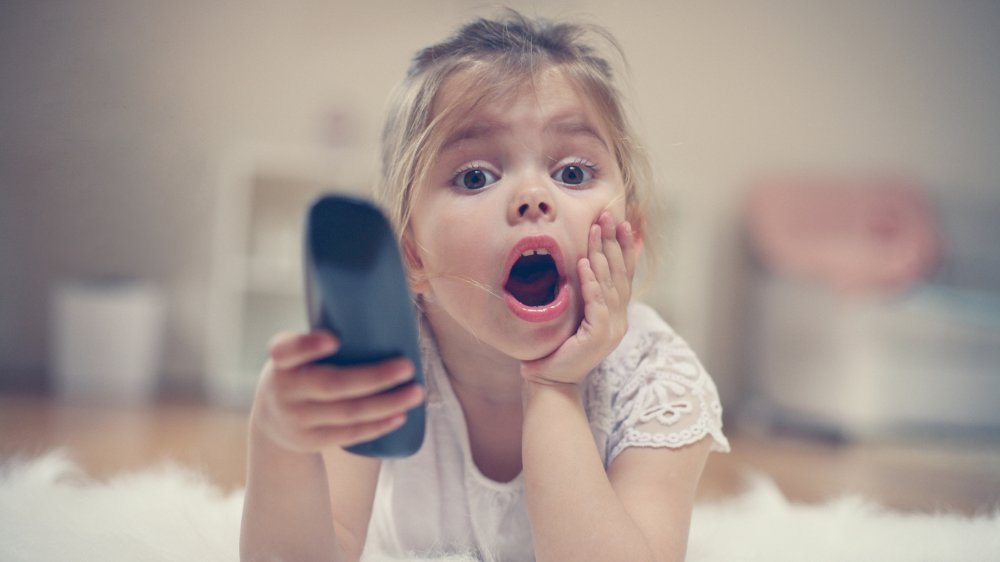 girl watching television